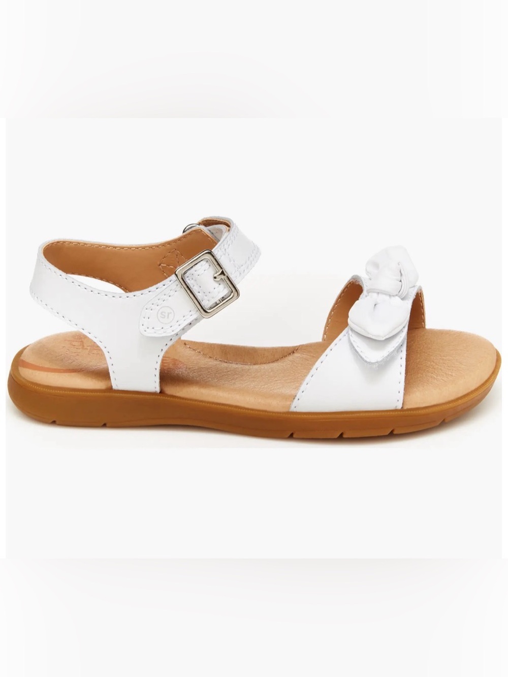 Stride Rite - Whitney- Girls White Leather Bow Sandal
